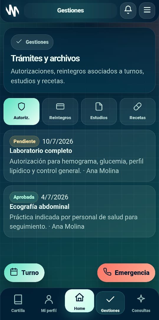 Vista de turnos de AtrioMed